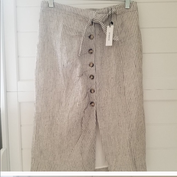 audele Dresses & Skirts - NWT audele ecru linen midi skirt